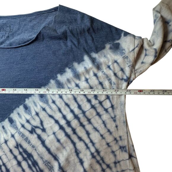FREE PEOPLE Sz XS LA LIVIN COASTAL 3/4 SLEEVE JERSEY TEE TYE DYE INDIGO Batwing - Picture 8 of 11